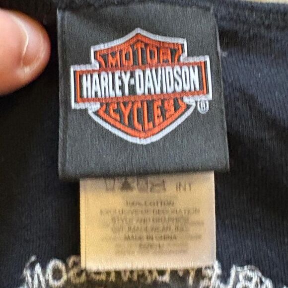 Vintage Womens Harley Davidson Grunge Embroidered Tee SZ S - Picture 3 of 4